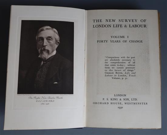 Booth, Charles - The New Survey of London Life and Labour, 9 vols, 8vo, blue cloth, London 1930-1935 and